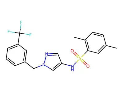 2,5-dimethyl-N-{1-[3-(trifluoromethyl)benzyl]-1H-pyrazol-4-yl}benzenesulfonamide structure