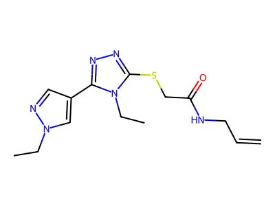 2-{[4-ethyl-5-(1-ethyl-1H-pyrazol-4-yl)-4H-1,2,4-triazol-3-yl]sulfanyl}-N-(prop-2-en-1-yl)acetamide structure