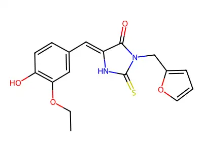 5-[(3-Ethoxy-4-hydroxyphenyl)methylidene]-3-[(furan-2-yl)methyl]-2-sulfanylideneimidazolidin-4-one structure