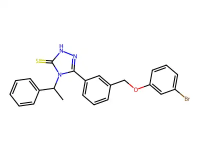 5-{3-[(3-Bromophenoxy)methyl]phenyl}-4-(1-phenylethyl)-2,4-dihydro-3H-1,2,4-triazole-3-thione structure