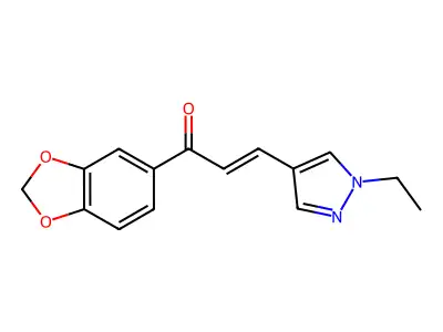 1-(1,3-Benzodioxol-5-yl)-3-(1-ethylpyrazol-4-yl)prop-2-en-1-one structure