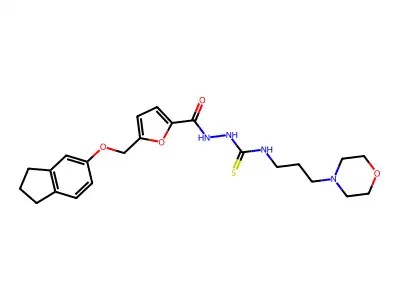 1-[[5-(2,3-dihydro-1H-inden-5-yloxymethyl)furan-2-carbonyl]amino]-3-(3-morpholin-4-ylpropyl)thiourea structure