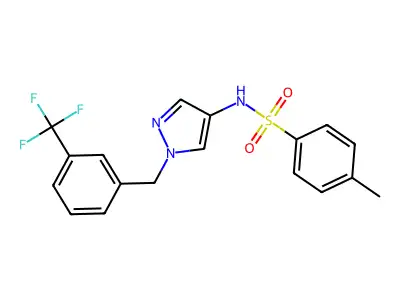 4-methyl-N-[1-[[3-(trifluoromethyl)phenyl]methyl]pyrazol-4-yl]benzenesulfonamide structure