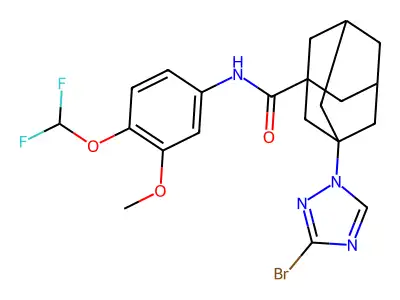 3-(3-bromo-1,2,4-triazol-1-yl)-N-[4-(difluoromethoxy)-3-methoxyphenyl]adamantane-1-carboxamide structure