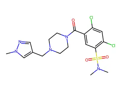 2,4-dichloro-N,N-dimethyl-5-[4-[(1-methylpyrazol-4-yl)methyl]piperazine-1-carbonyl]benzenesulfonamide structure