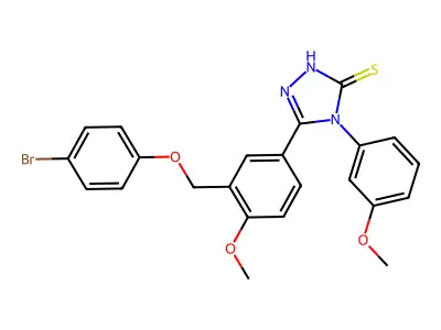 5-{3-[(4-bromophenoxy)methyl]-4-methoxyphenyl}-4-(3-methoxyphenyl)-4H-1,2,4-triazole-3-thiol structure