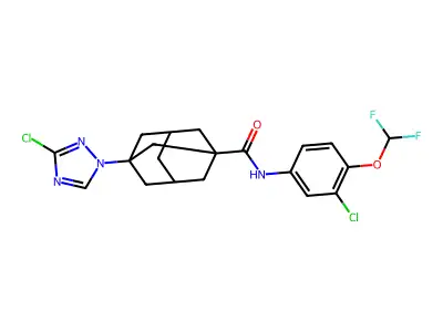 N-[3-chloro-4-(difluoromethoxy)phenyl]-3-(3-chloro-1,2,4-triazol-1-yl)adamantane-1-carboxamide structure