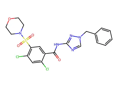 N-(1-benzyl-1,2,4-triazol-3-yl)-2,4-dichloro-5-morpholin-4-ylsulfonylbenzamide structure