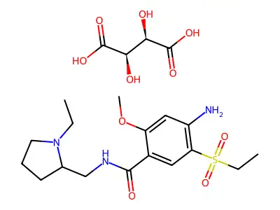 d-N-((1-Ethyl-2-pyrrolidinyl)methyl)-2-methoxy-4-amino-5-ethylsulfonylbenzamide tartrate structure