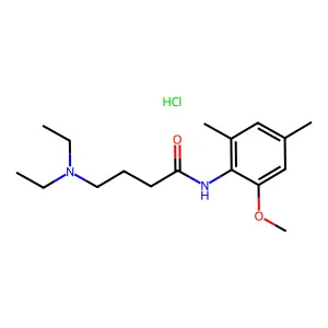 Butanamide, 4-(diethylamino)-N-(2-methoxy-4,6-dimethylphenyl)-, monohydrochloride structure