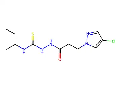 1-Butan-2-yl-3-[3-(4-chloropyrazol-1-yl)propanoylamino]thiourea structure
