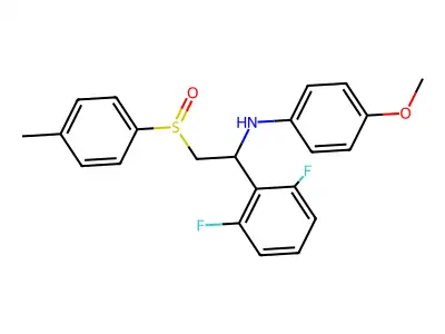 N-[1-(2,6-difluorophenyl)-2-(4-methylphenyl)sulfinyl-ethyl]-4-methoxy-aniline structure