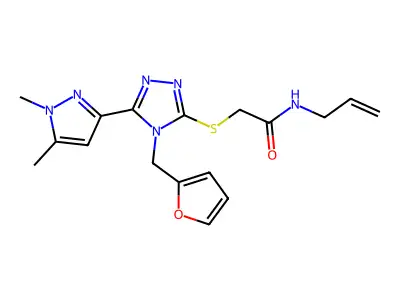 2-({5-(1,5-Dimethyl-1H-pyrazol-3-yl)-4-[(furan-2-yl)methyl]-4H-1,2,4-triazol-3-yl}sulfanyl)-N-(prop-2-en-1-yl)acetamide structure