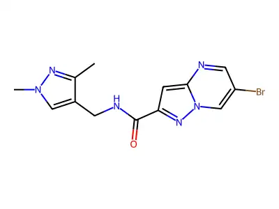 6-bromo-N-[(1,3-dimethyl-1H-pyrazol-4-yl)methyl]pyrazolo[1,5-a]pyrimidine-2-carboxamide structure