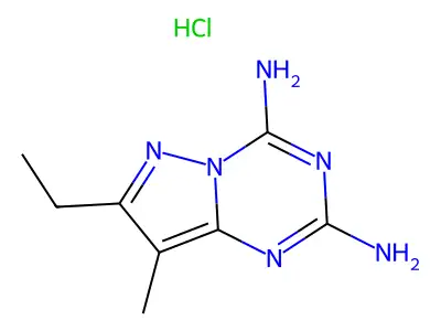 2,4-Diamino-7-ethyl-8-methyl-pyrazolo(1,5-a)-s-triazine hydrochloride hydrate structure