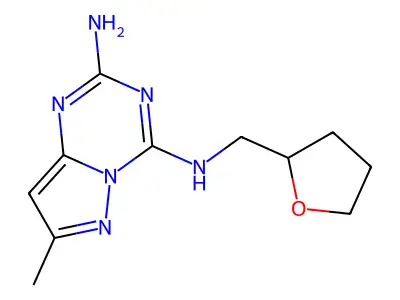7-Methyl-N(sup 4)-((tetrahydro-2-furanyl)methyl)pyrazolo(1,5-a)-1,3,5-triazine-2,4-diamine structure