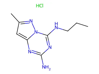 7-Methyl-N(sup 4)-propylpyrazolo(1,5-a)-1,3,5-triazine-2,4-diamine hydrochloride structure