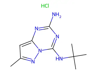 2-Amino-4-tert-butylamino-7-methylpyrazolo(1,5-a)-s-triazine hydrochloride structure