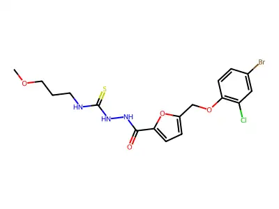 2-{5-[(4-bromo-2-chlorophenoxy)methyl]-2-furoyl}-N-(3-methoxypropyl)hydrazinecarbothioamide structure
