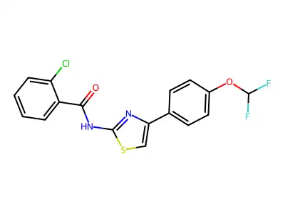 2-chloro-N-{4-[4-(difluoromethoxy)phenyl]-1,3-thiazol-2-yl}benzamide structure