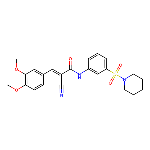 (E)-2-cyano-3-(3,4-dimethoxyphenyl)-N-(3-piperidin-1-ylsulfonylphenyl)prop-2-enamide structure