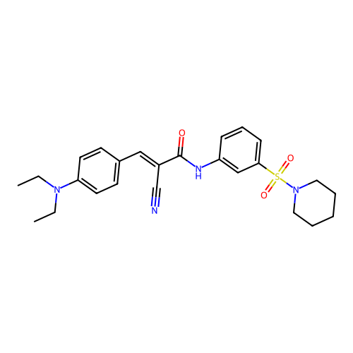 (E)-2-cyano-3-[4-(diethylamino)phenyl]-N-(3-piperidin-1-ylsulfonylphenyl)prop-2-enamide structure