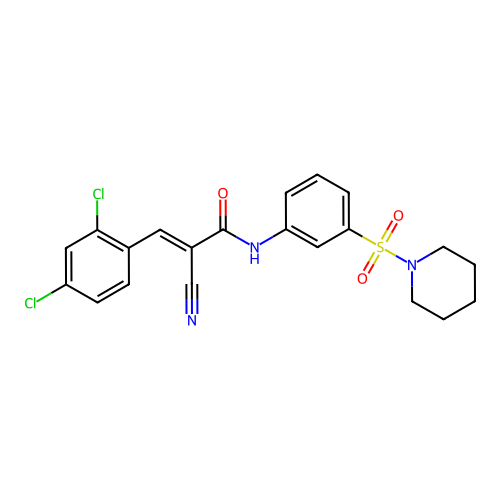 (E)-2-cyano-3-(2,4-dichlorophenyl)-N-(3-piperidin-1-ylsulfonylphenyl)prop-2-enamide structure