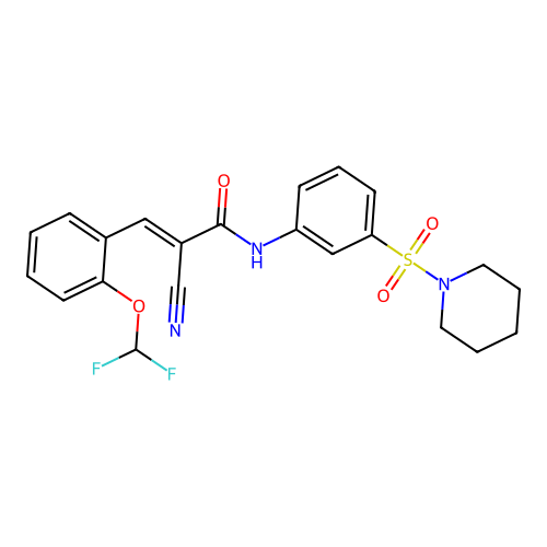(E)-2-cyano-3-[2-(difluoromethoxy)phenyl]-N-(3-piperidin-1-ylsulfonylphenyl)prop-2-enamide structure
