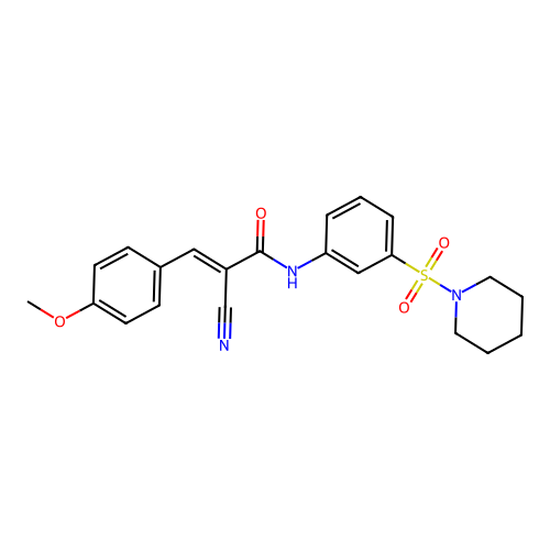 2-cyano-3-(4-methoxyphenyl)-N-[3-(piperidine-1-sulfonyl)phenyl]prop-2-enamide structure