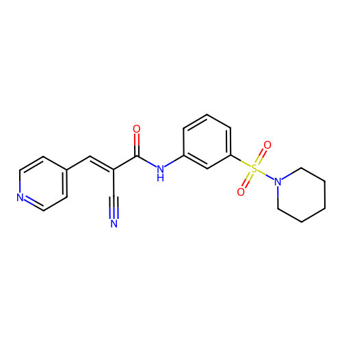 2-cyano-N-(3-piperidin-1-ylsulfonylphenyl)-3-pyridin-4-ylprop-2-enamide structure