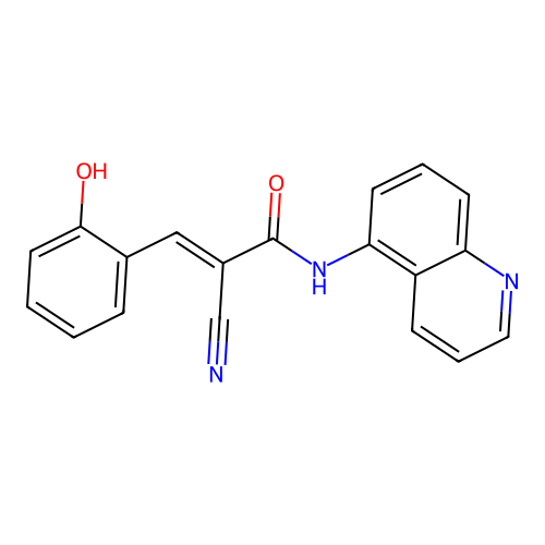 2-cyano-3-(2-hydroxyphenyl)-N-(quinolin-5-yl)prop-2-enamide structure