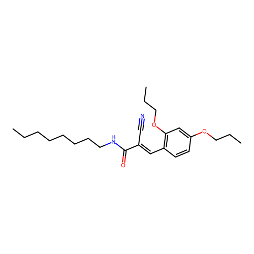 2-cyano-3-(2,4-dipropoxyphenyl)-N-octylprop-2-enamide structure