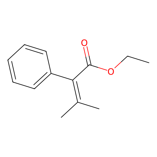 Ethyl 3-methyl-2-phenylbut-2-enoate structure
