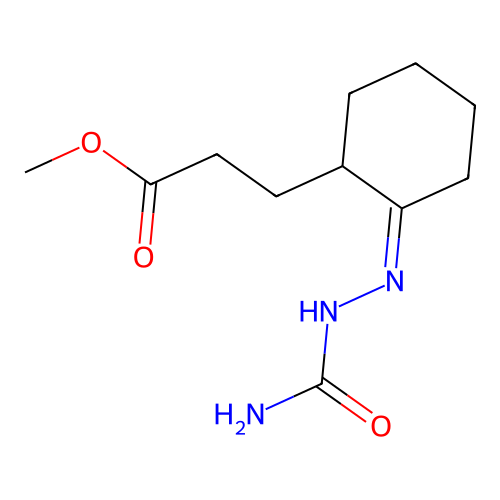 methyl 3-[(2Z)-2-(2-carbamoylhydrazinylidene)cyclohexyl]propanoate structure