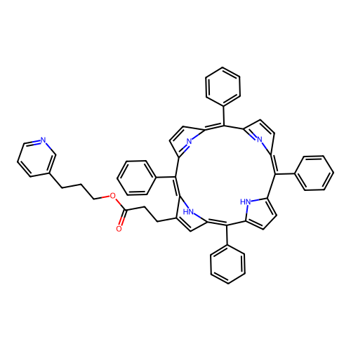 3-pyridin-3-ylpropyl 3-(5,10,15,20-tetraphenyl-21,22-dihydroporphyrin-2-yl)propanoate structure