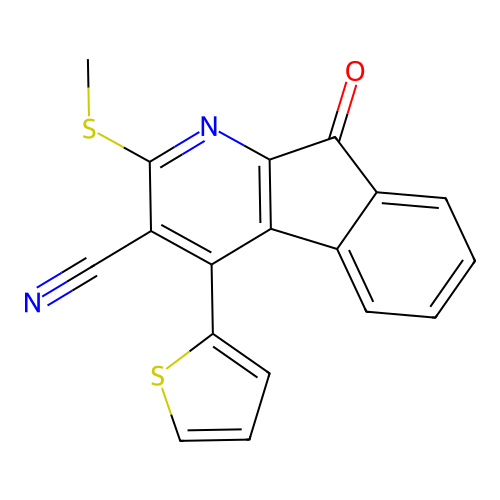 2-Methylsulfanyl-9-oxo-4-thiophen-2-ylindeno[2,1-b]pyridine-3-carbonitrile structure