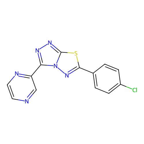 6-(4-Chlorophenyl)-3-(pyrazin-2-yl)[1,2,4]triazolo[3,4-b][1,3,4]thiadiazole structure