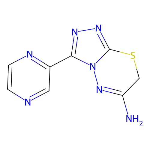 3-(pyrazin-2-yl)-7H-[1,2,4]triazolo[3,4-b][1,3,4]thiadiazin-6-amine structure