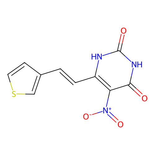 5-nitro-6-[(E)-2-(thiophen-3-yl)ethenyl]pyrimidine-2,4-diol structure