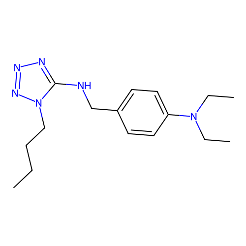 1-butyl-N-[4-(diethylamino)benzyl]-1H-tetrazol-5-amine structure