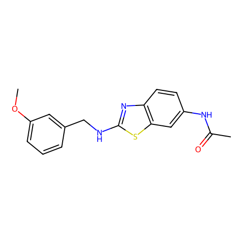 N-{2-[(3-methoxybenzyl)amino]-1,3-benzothiazol-6-yl}acetamide structure