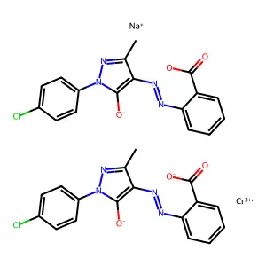 Chromate(1-), bis(2-((1-(3-chlorophenyl)-4,5-dihydro-3-methyl-5-(oxo-kappaO)-1H-pyrazol-4-yl)azo-kappaN1)benzoato(2-)-kappaO)-, sodium structure