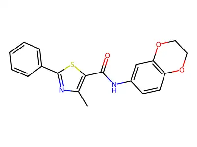 N-(2,3-dihydro-1,4-benzodioxin-6-yl)-4-methyl-2-phenyl-1,3-thiazole-5-carboxamide structure