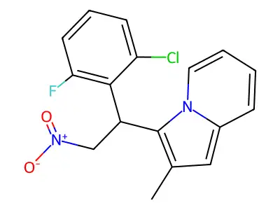 3-[1-(2-Chloro-6-fluorophenyl)-2-nitroethyl]-2-methylindolizine structure