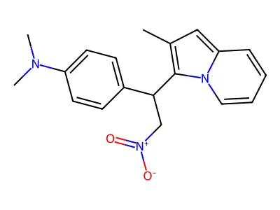 N,N-dimethyl-4-[1-(2-methylindolizin-3-yl)-2-nitroethyl]aniline structure