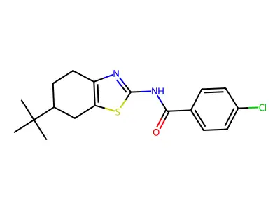 N-(6-tert-butyl-4,5,6,7-tetrahydro-1,3-benzothiazol-2-yl)-4-chlorobenzamide structure