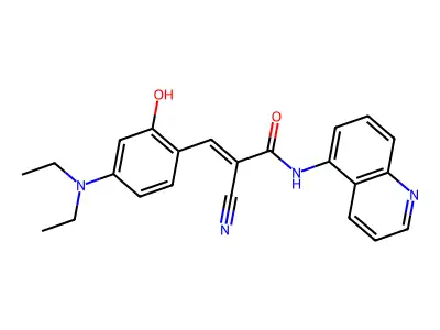 2-cyano-3-[4-(diethylamino)-2-hydroxyphenyl]-N-(quinolin-5-yl)prop-2-enamide structure