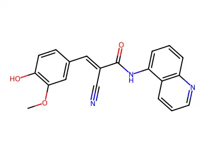2-cyano-3-(4-hydroxy-3-methoxyphenyl)-N-(quinolin-5-yl)prop-2-enamide structure