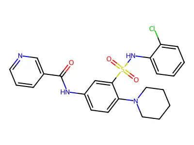 N-[3-[(2-chlorophenyl)sulfamoyl]-4-piperidin-1-ylphenyl]pyridine-3-carboxamide structure