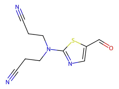 3-[2-Cyanoethyl-(5-formyl-1,3-thiazol-2-yl)amino]propanenitrile structure